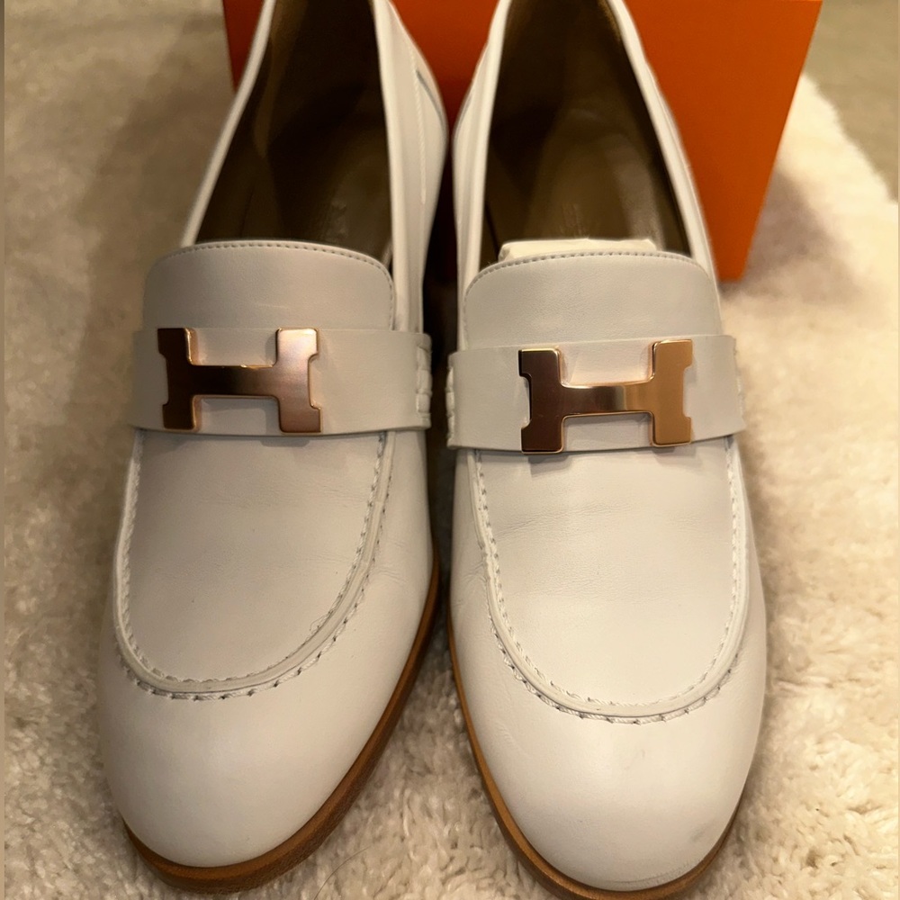 Hermes loafers with heels